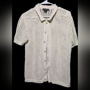 Art Of Rhetoric Men's Cream Knit Shirt Size Small 22 PTP